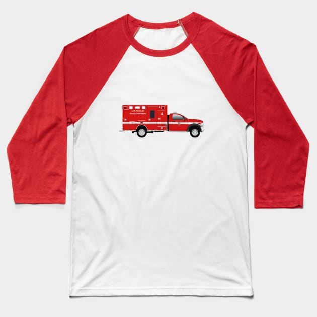 LAFD Rescue Ambulance Baseball T-Shirt by BassFishin